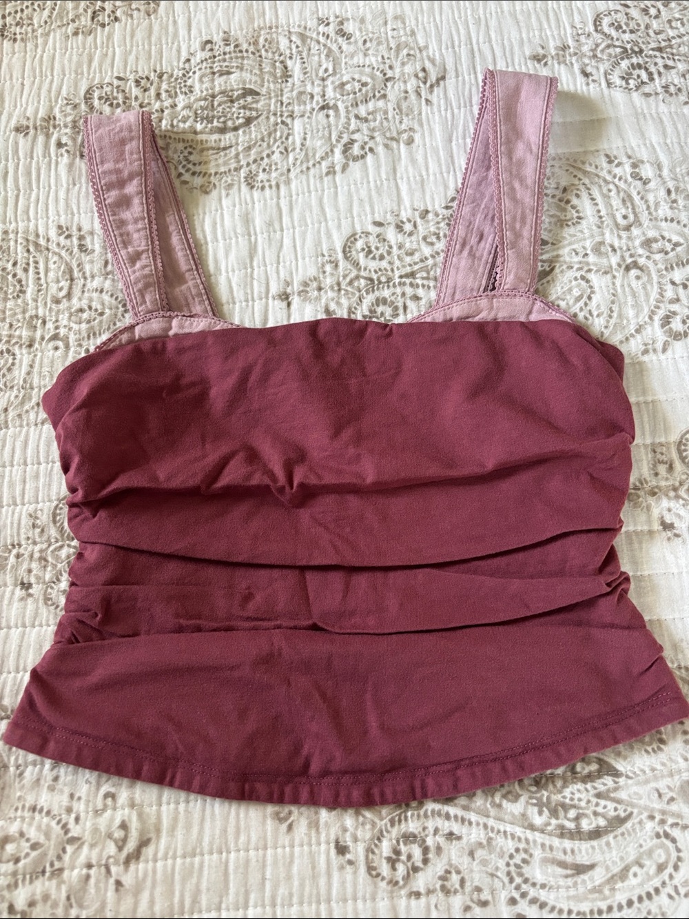 Free People Layered Ruched Camisole in Two-Tone wild ginger combo NWT
